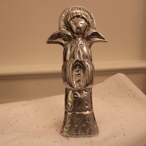 Vintage Pewter Christmas/Holiday Angel with wood stand